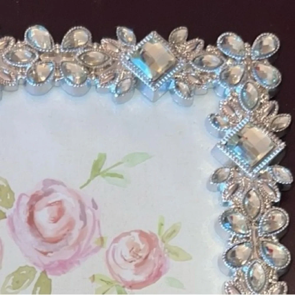 Luxe Collection Picture Photo 4 x 6 Frame NEW with Tags Silver Clear Crystals